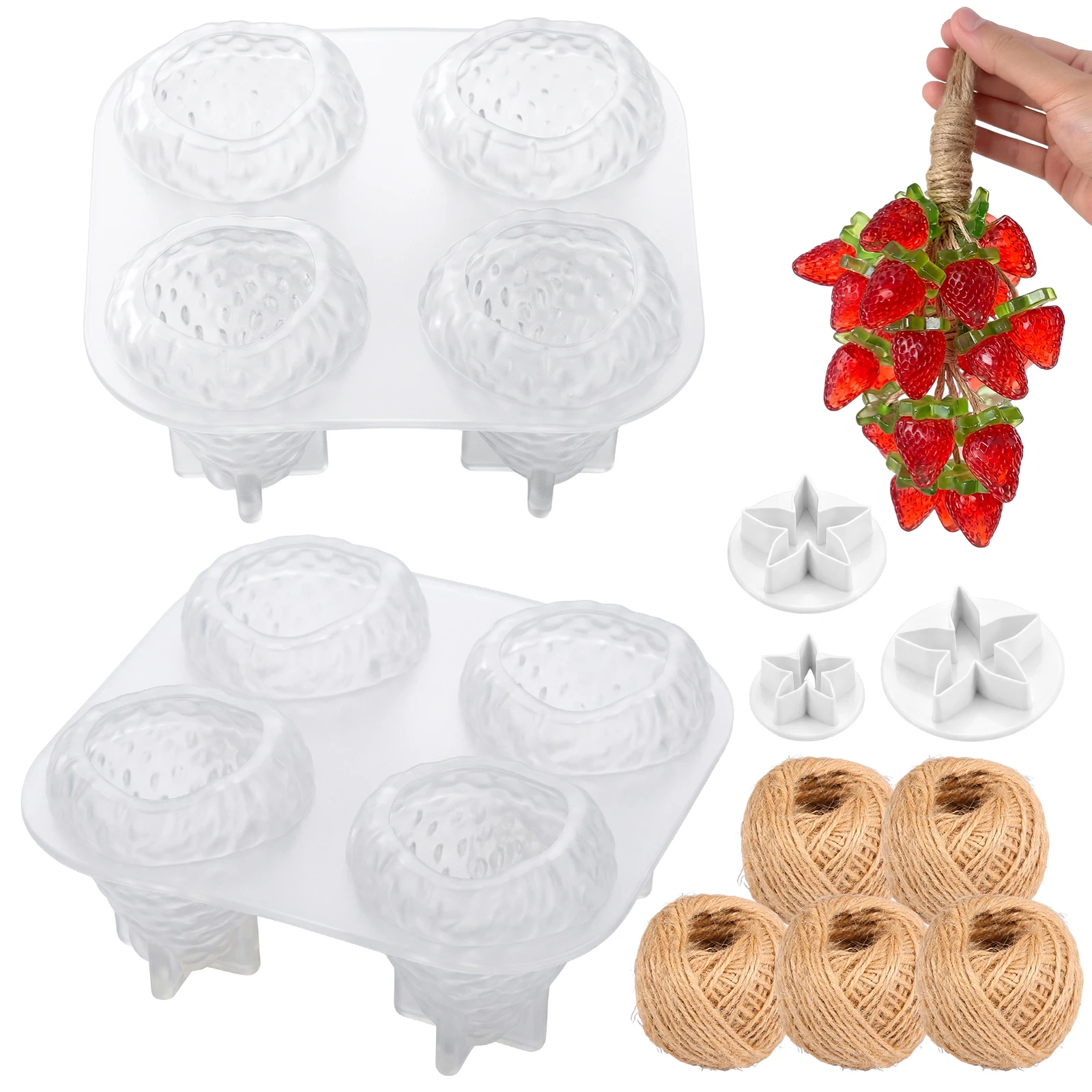 Soap Making Diy Kit - 2 Stück Erdbeer-Seifenform, 4-Fach-Seifenherstellungsset mit 3